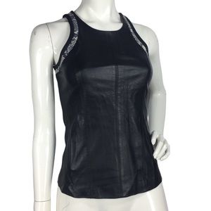 Helmut Lang Lamb Leather Zip Back Sleeveless Top